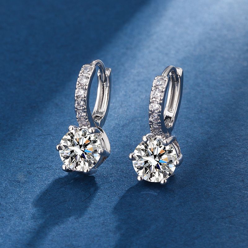 Earrings for Women Dangle Hoop Earrings with Charms Small Tiny Cubic Zirconia view 5