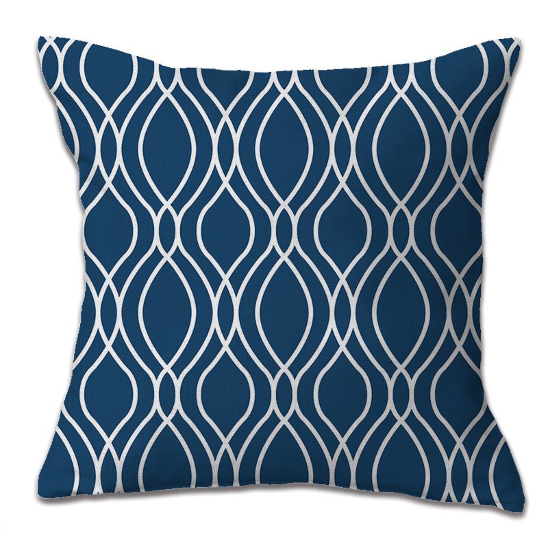 Hexagram Blue Pillow Covers Set of 4 view 3