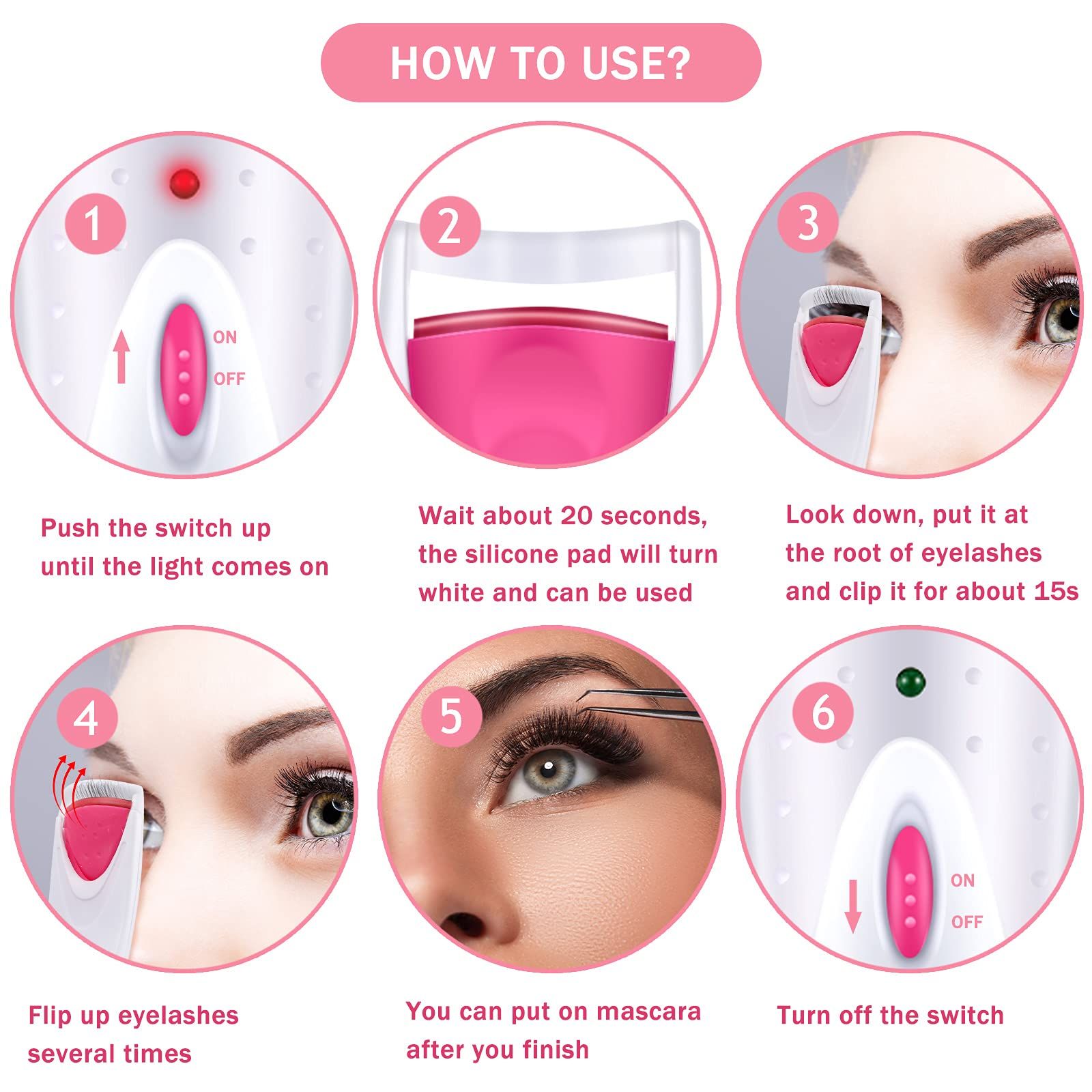 Heated Eyelash Curler Electric Eyelash Curlers Painless Safety Design with view 3