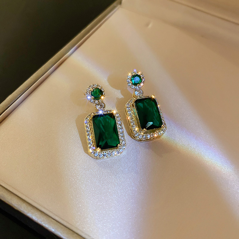 Emerald Jewelry for Women Green Stone Necklace Earrings Set Cute Necklaces view 2