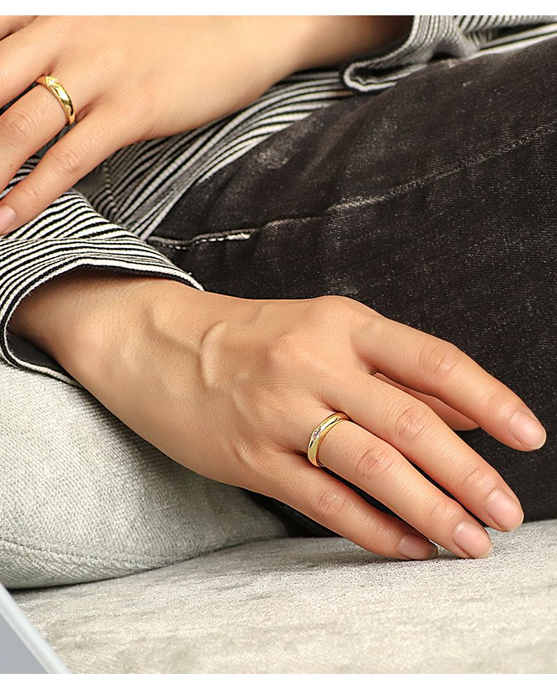 Colorful Stone Ring Stainless Steel Gold Plated Zirconia Crystal Eye Finger view 5
