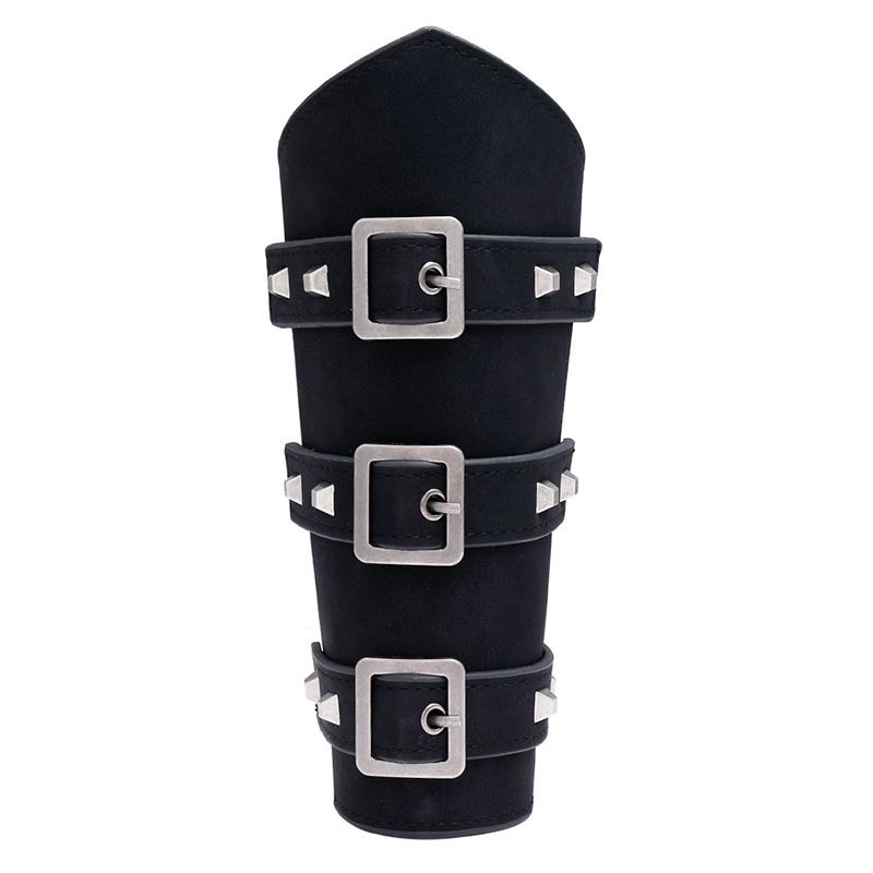 Men Leather Arm Guard Punk Rivet Wristband Gauntlet Buckle Bracer Adjustable