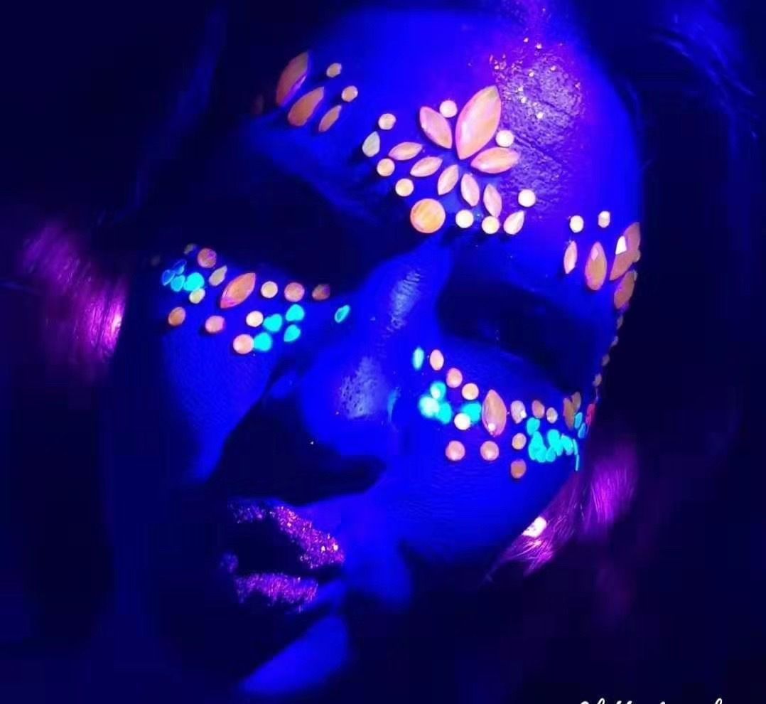 Luminous Face Gems Tattoo Stickers Body Jewelry Glow in the Dark Fluorescent view 5