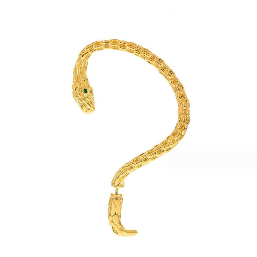 Earrings Gold Snake Ear Climber Gold Cartilage Ear Crawler Earrings Gothic view 2