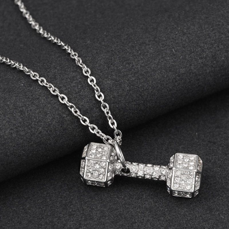 Dumbbell Pendant Necklace for Men Women view 2