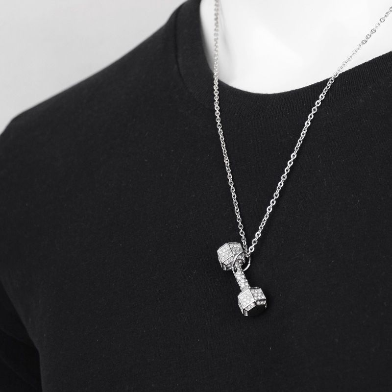 Dumbbell Pendant Necklace for Men Women view 3