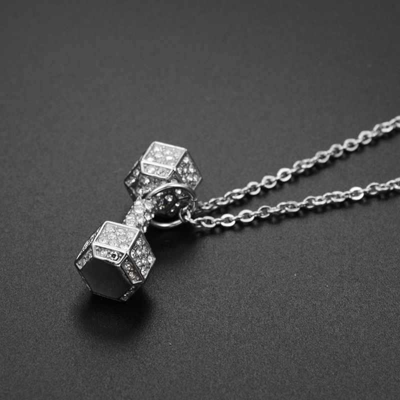Dumbbell Pendant Necklace for Men Women view 5