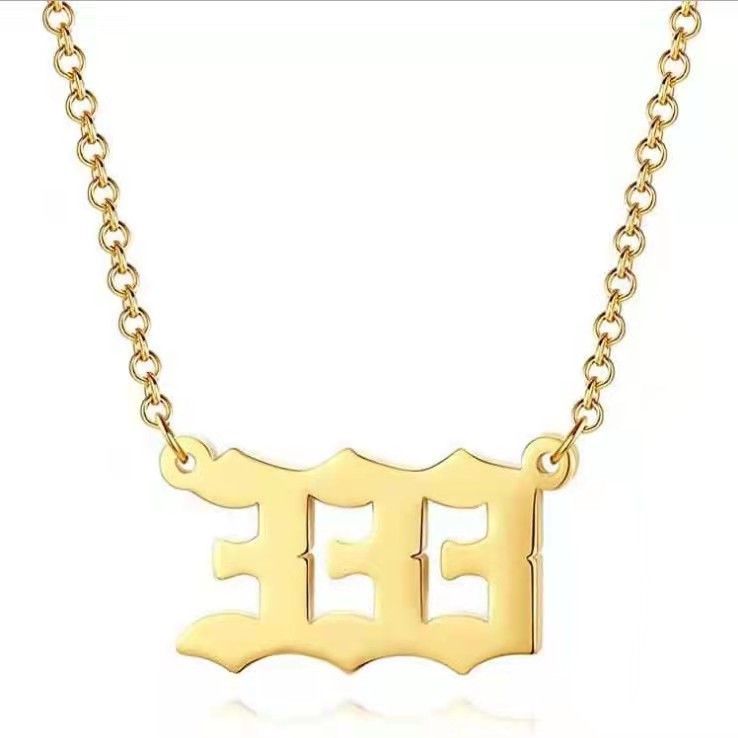 Angel Lucky Number pendant necklace commemorative gift stainless steel view 2