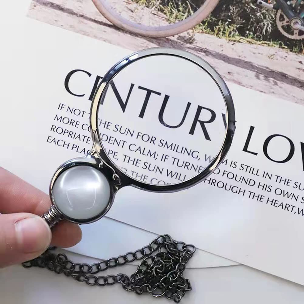 Magnifying Glass Necklace Vintage Lucky Crystal Pendant Necklace for Library view 4