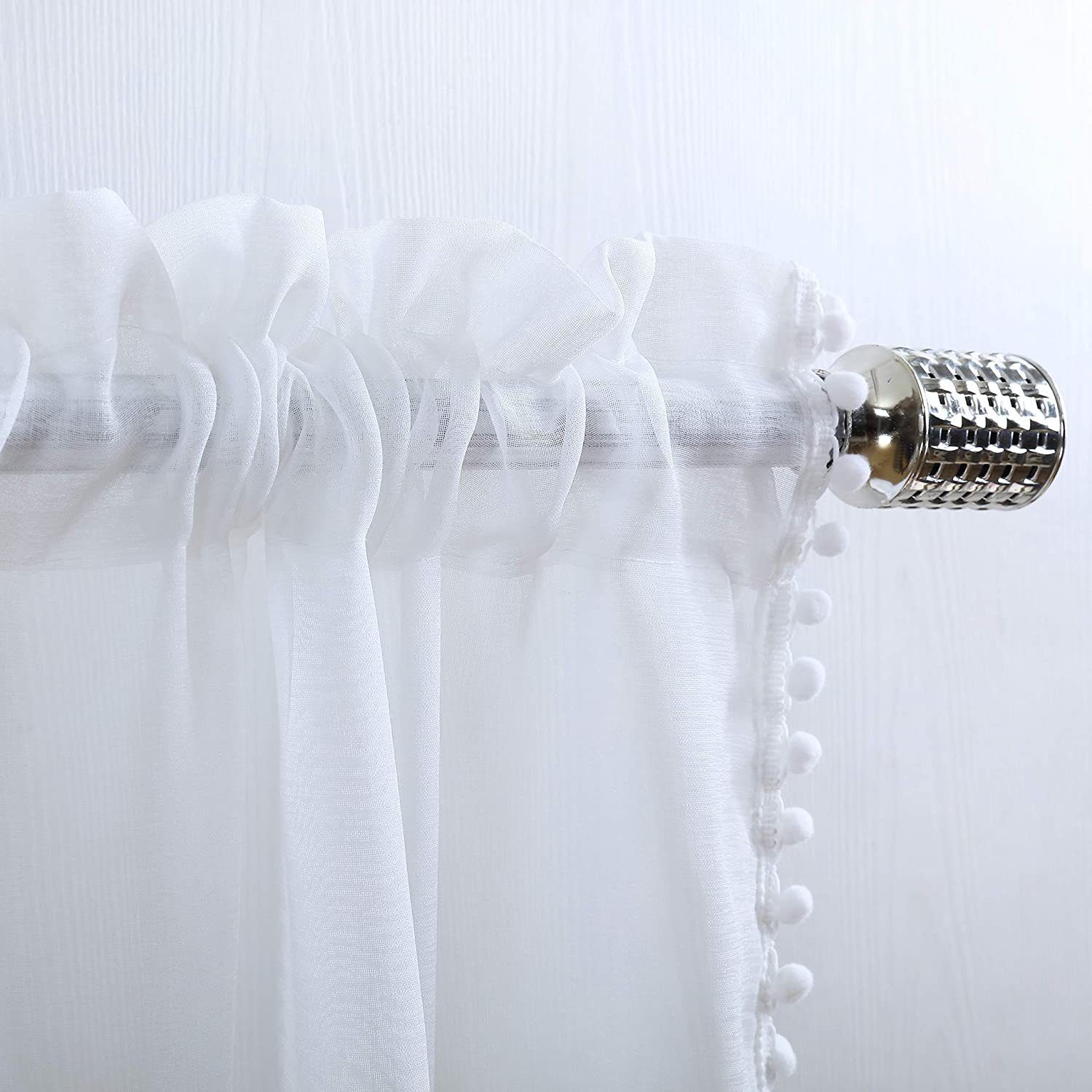 Linen Look Curtains - Rod Pocket Voile Semi-Sheer for Living and Bedroom view 2
