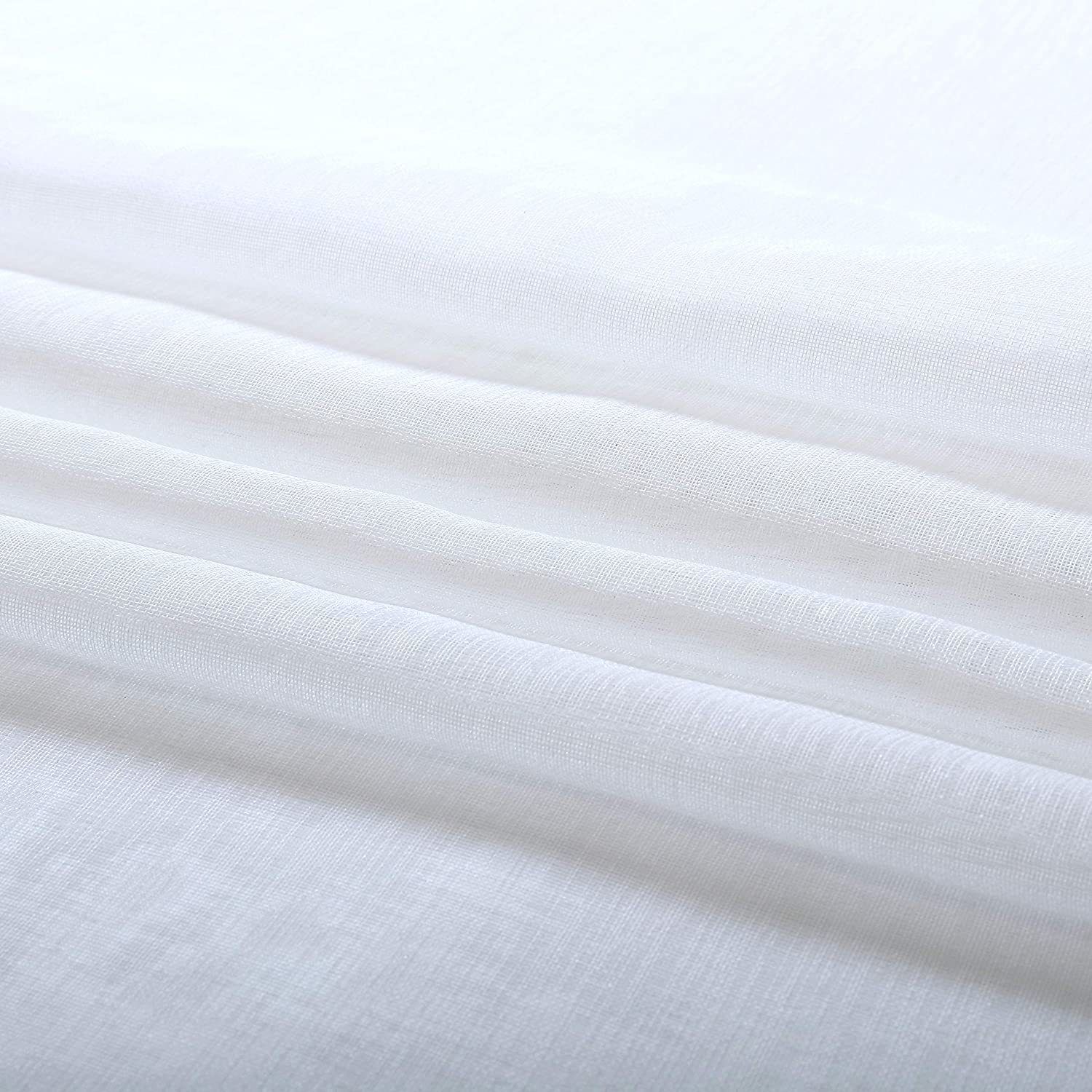 Linen Look Curtains - Rod Pocket Voile Semi-Sheer for Living and Bedroom view 4