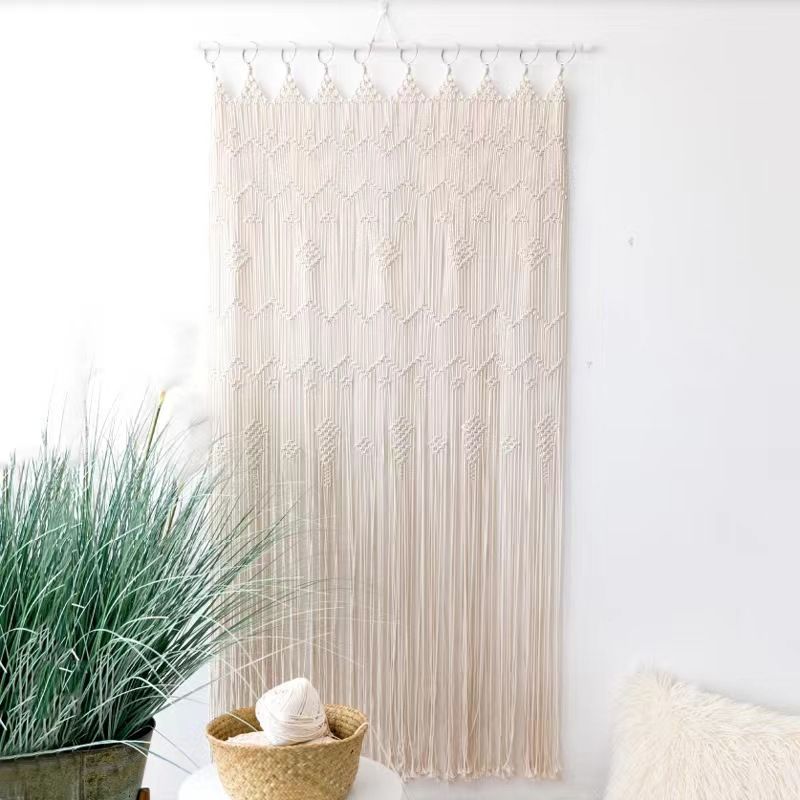 Curtain Room Divider Doorway Curtain Large Long Macrame Wall Hanging for view 2