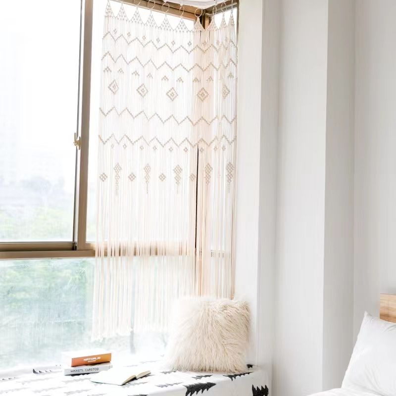 Curtain Room Divider Doorway Curtain Large Long Macrame Wall Hanging for view 4