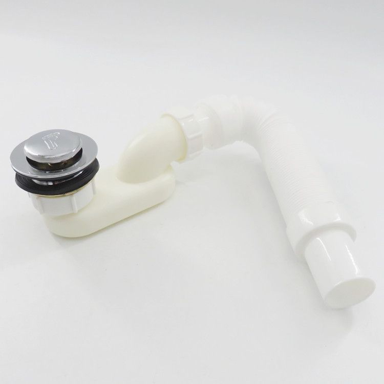 Flexible Freestanding Tub Drain Kit - Low Profile Flat P Trap for Bathtub