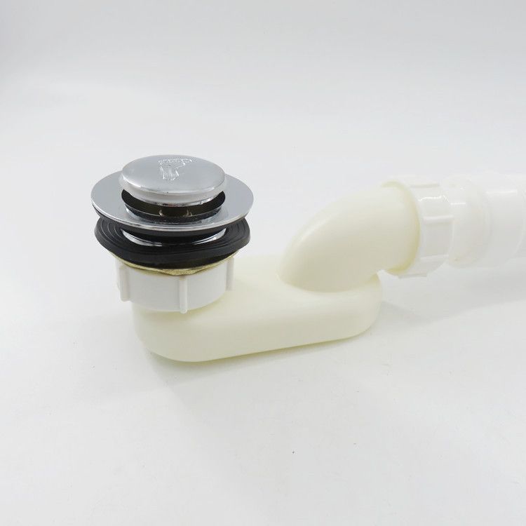 Flexible Freestanding Tub Drain Kit - Low Profile Flat P Trap for Bathtub view 2
