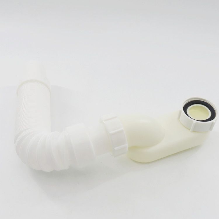 Flexible Freestanding Tub Drain Kit - Low Profile Flat P Trap for Bathtub view 3