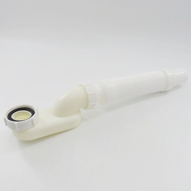 Flexible Freestanding Tub Drain Kit - Low Profile Flat P Trap for Bathtub view 4