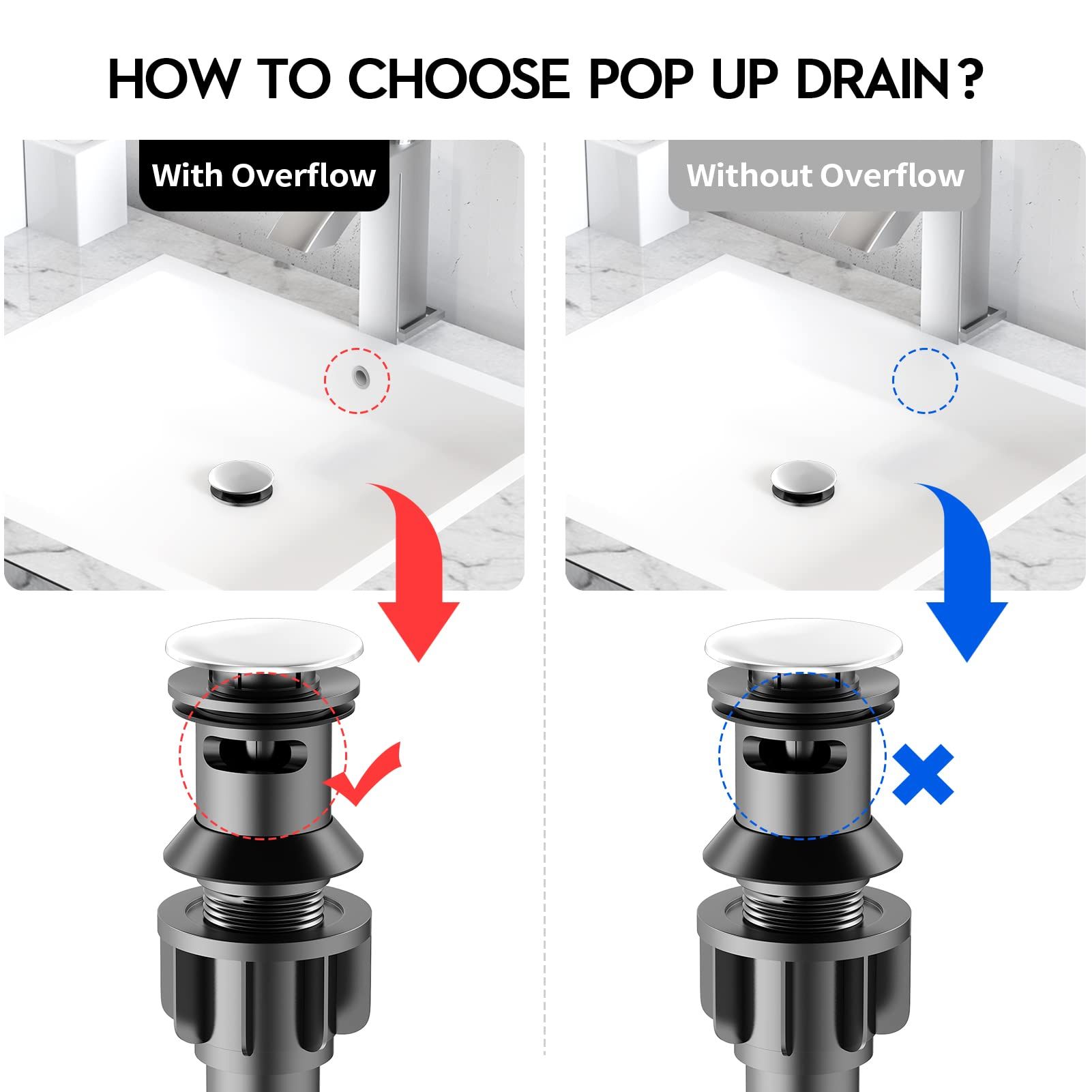 Bathroom Sink Drain with Overflow view 5