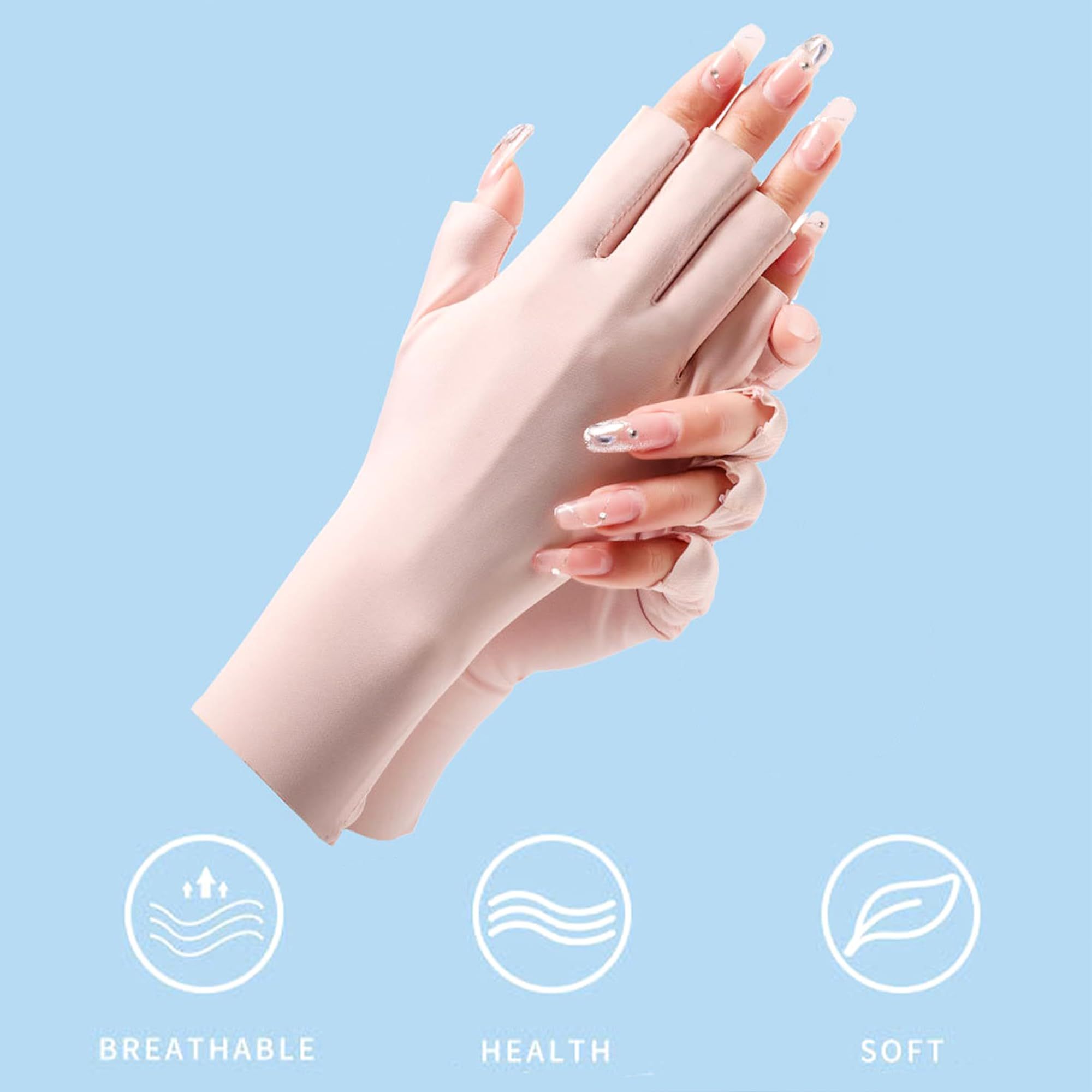 Cool Ice Silk Fingerless Gloves for Women Summer Sunblock Non-Slip UV-Protect view 2