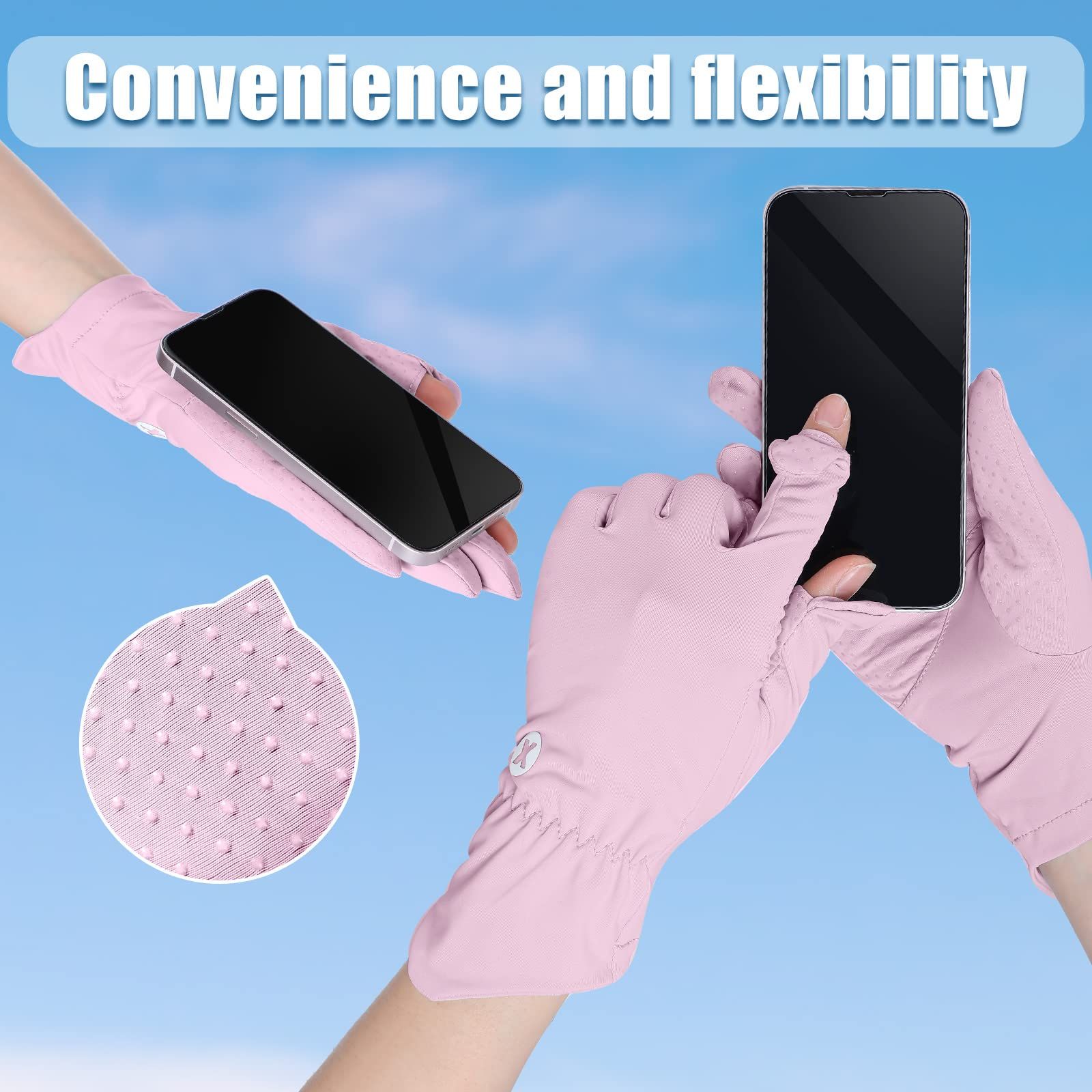 2 Packs Women UV Sun Protection Gloves Full Finger Touchscreen Non Slip Gloves view 3