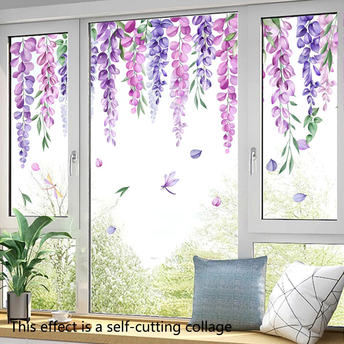 decalmile Flower Double Sided Window Clings Hanging Vine Floral Leaf Window