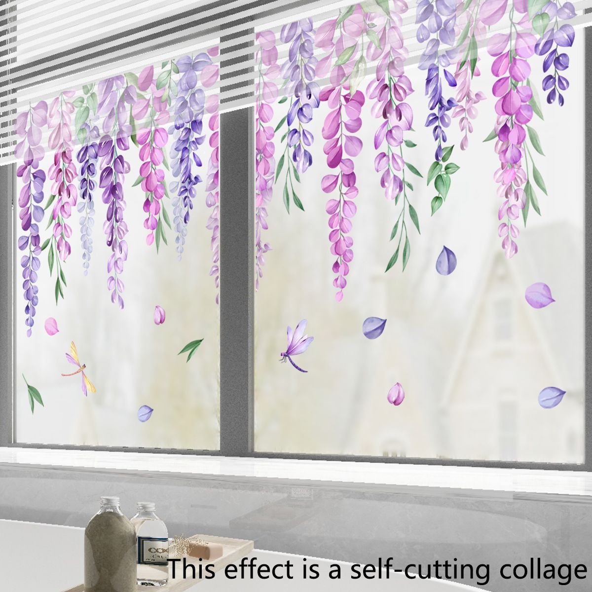 decalmile Flower Double Sided Window Clings Hanging Vine Floral Leaf Window view 5