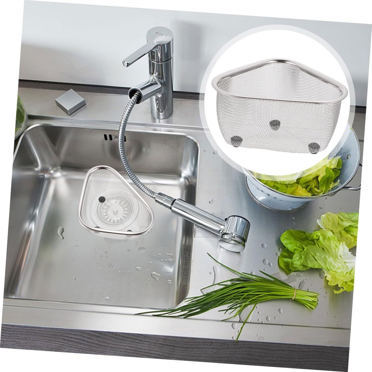 Drain Basket Triangular Sink Filter Sink Filter Strainer Sink Drying Rack view 5