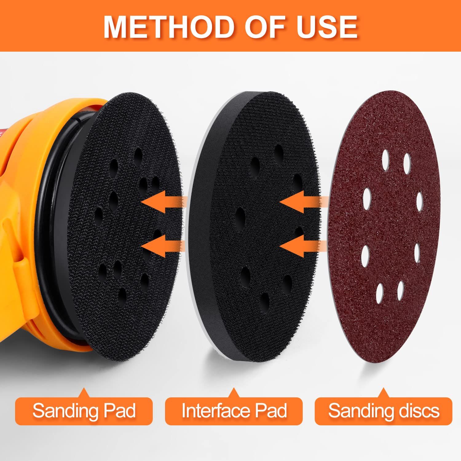 2 Pack Soft Density Interface Pads 5 Inch 8 Holes Hook and Loop Sponge Cushion view 5
