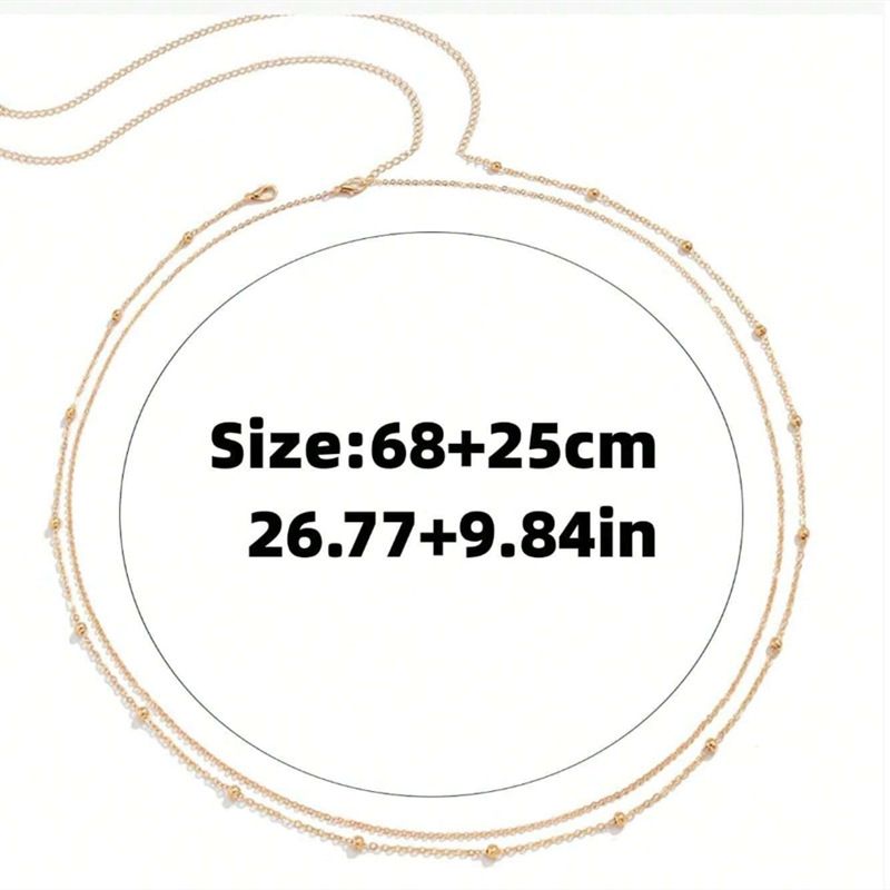 2Pcs Summer Beaded Waist Chain Metal Bikini Multi-Layer Waist Belly Chain Sexy view 3