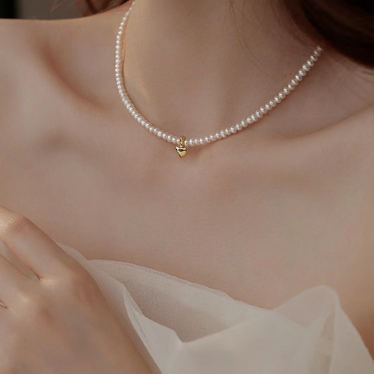 Pearl Necklaces for Women Shining Plated Pearl Paperclip Link Box Chain view 3