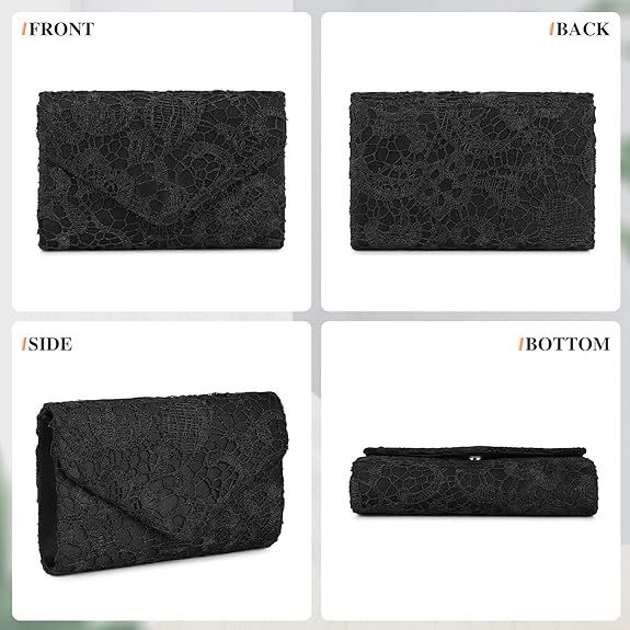 Women's lace Evening Clutch Wallet Handbag Wedding Purse can Store Cards view 5