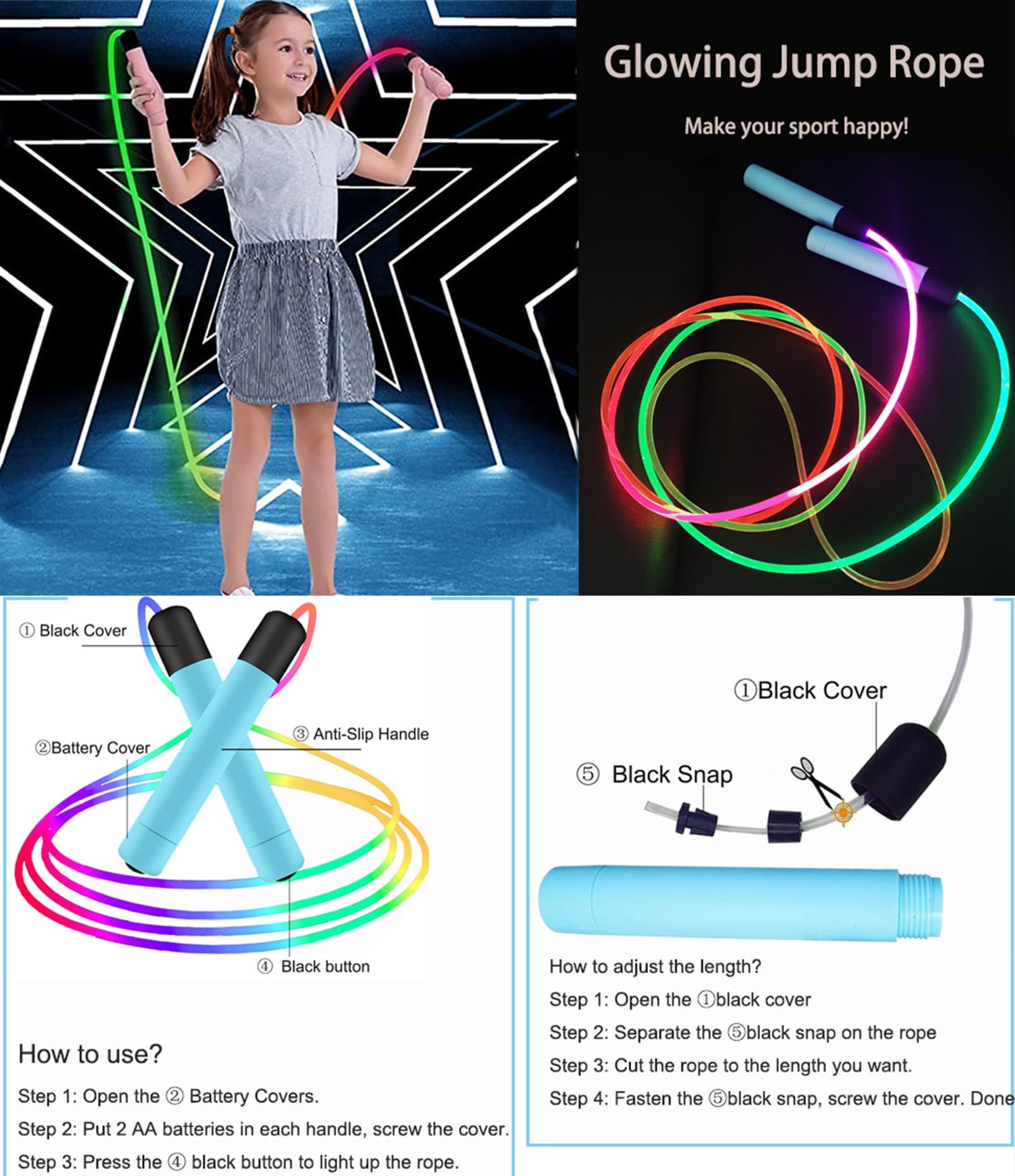 LED Light Up Jump Ropes for Kids Boys Girls view 4