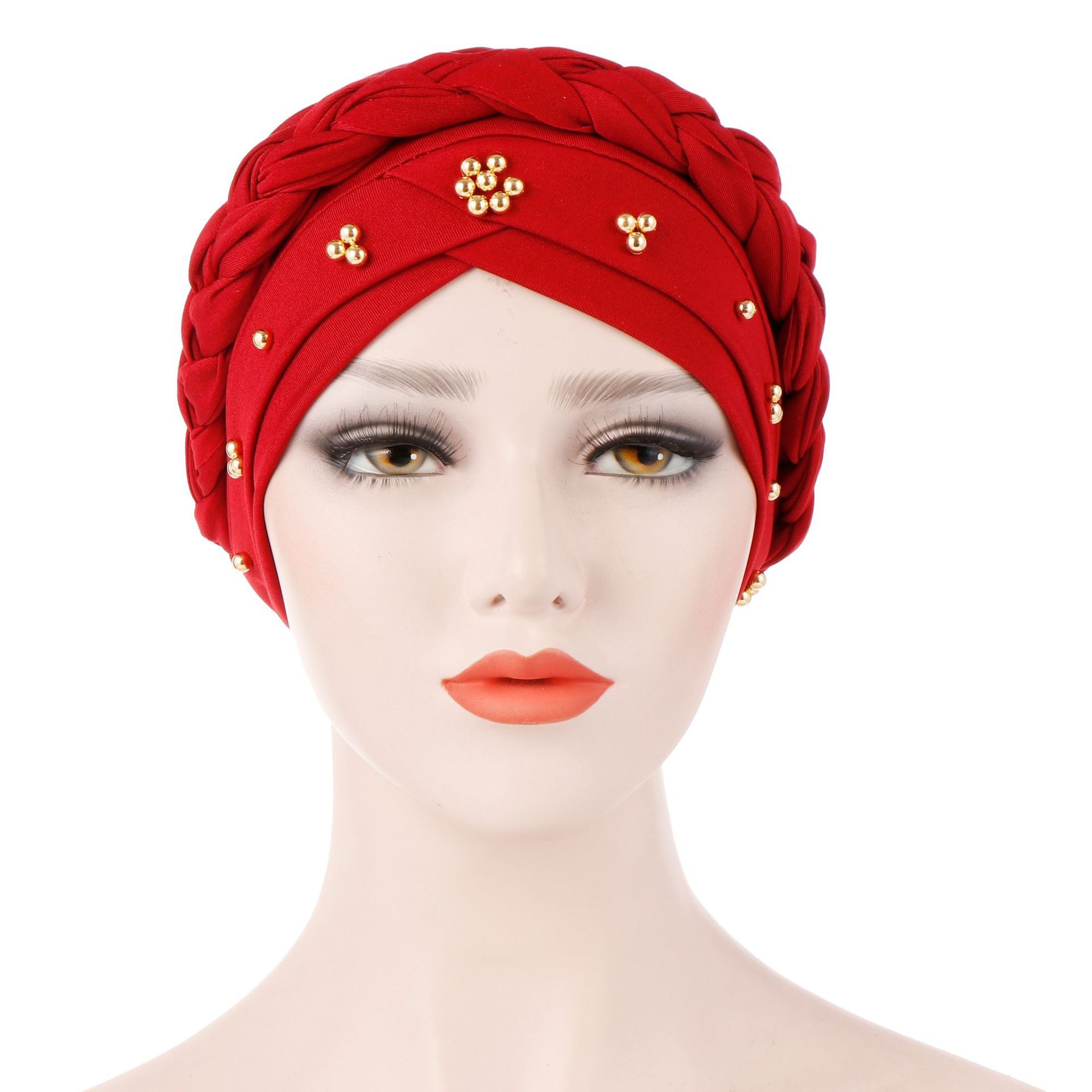 African Women Twisted Beaded Braid Head Wraps Pre-Tied Chemo Headscarf for — image 1