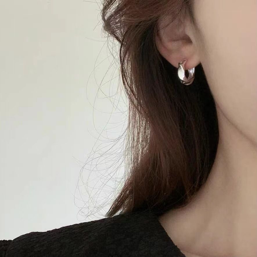 Sterling Silver Small Earrings for Women Trendy Gold Plated Chain Hoop Flower view 2
