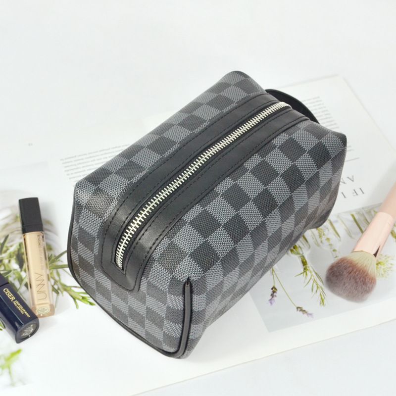 Checkered Makeup Bag - Makeup Bag Pouch Checkered Cosmetic Bag view 2