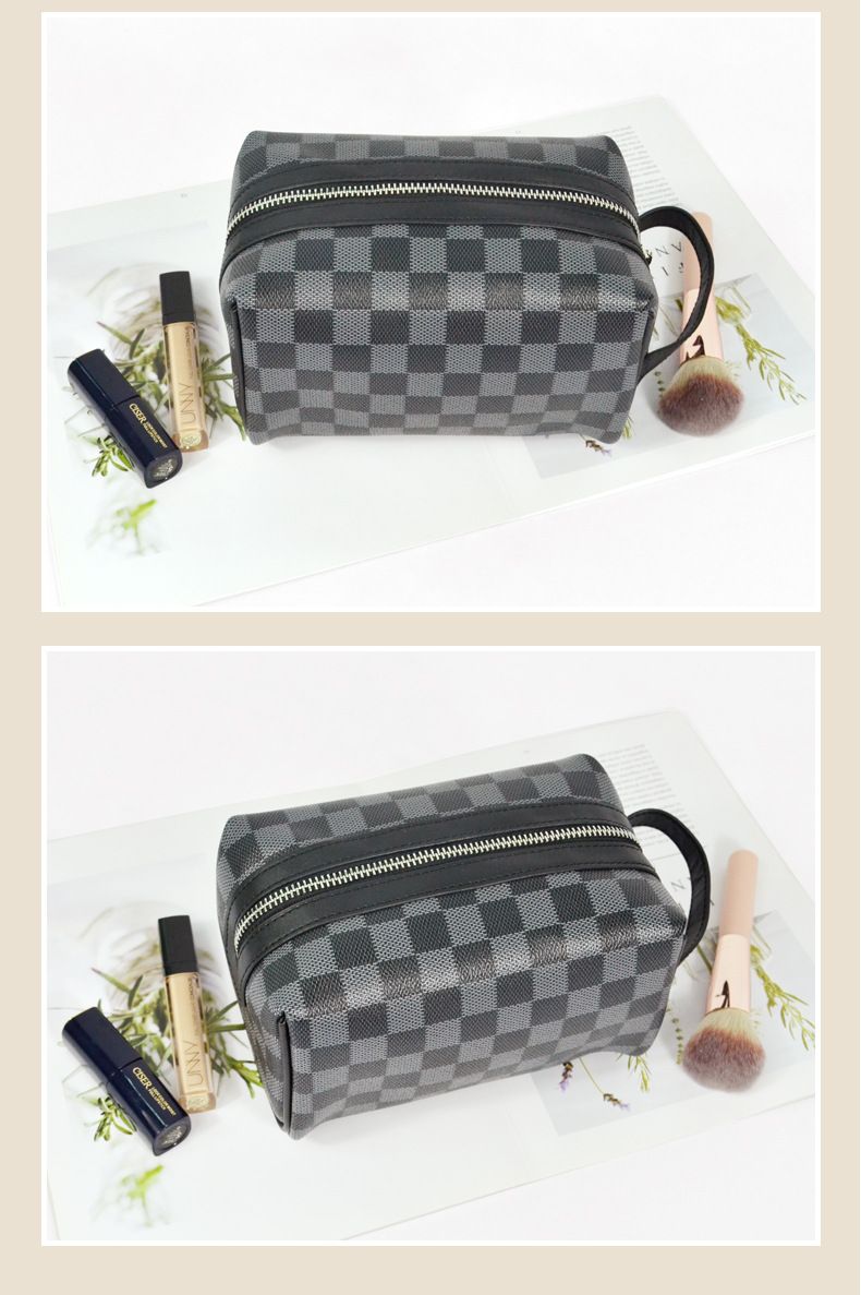 Checkered Makeup Bag - Makeup Bag Pouch Checkered Cosmetic Bag view 3