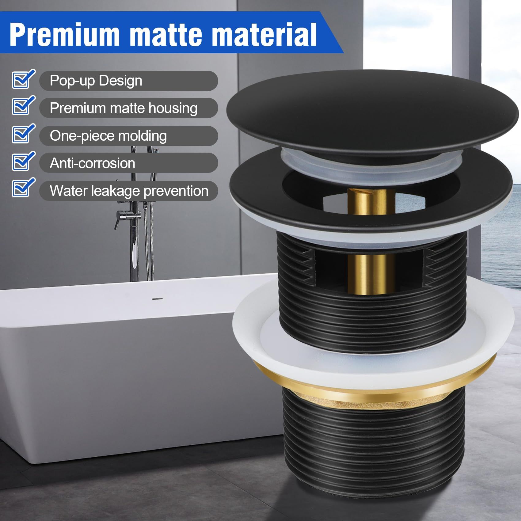 Pop-up Drain Kit for Freestanding Bathtub Tub Drain/Stopper view 5