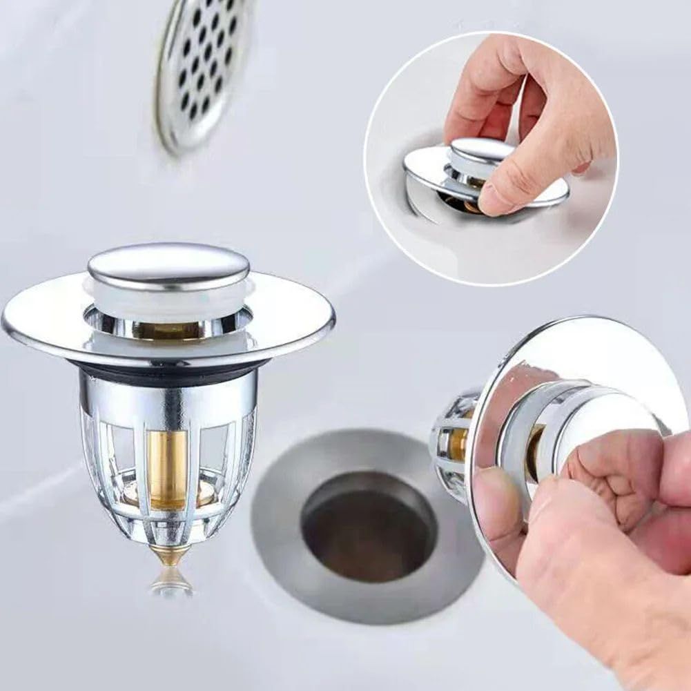 Sink Drain Stopper Bounce Pop-Up Wash Basin Drain Filter Hair Catcher Shower view 2