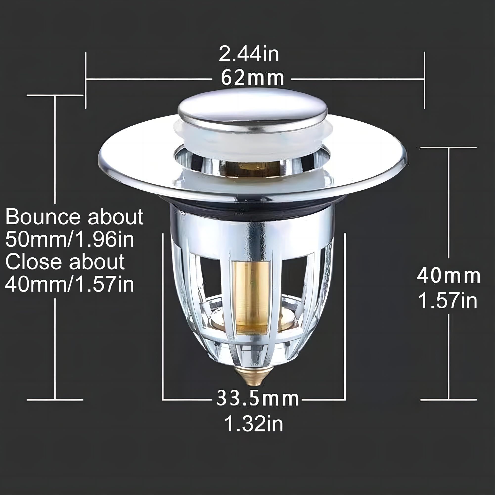 Sink Drain Stopper Bounce Pop-Up Wash Basin Drain Filter Hair Catcher Shower view 4