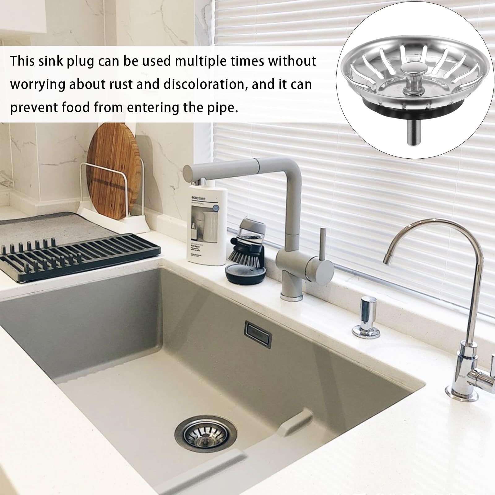 1pc Water Leak Replacement Kitchen Sink Drain Antique Tile Wallpaper Sink view 4