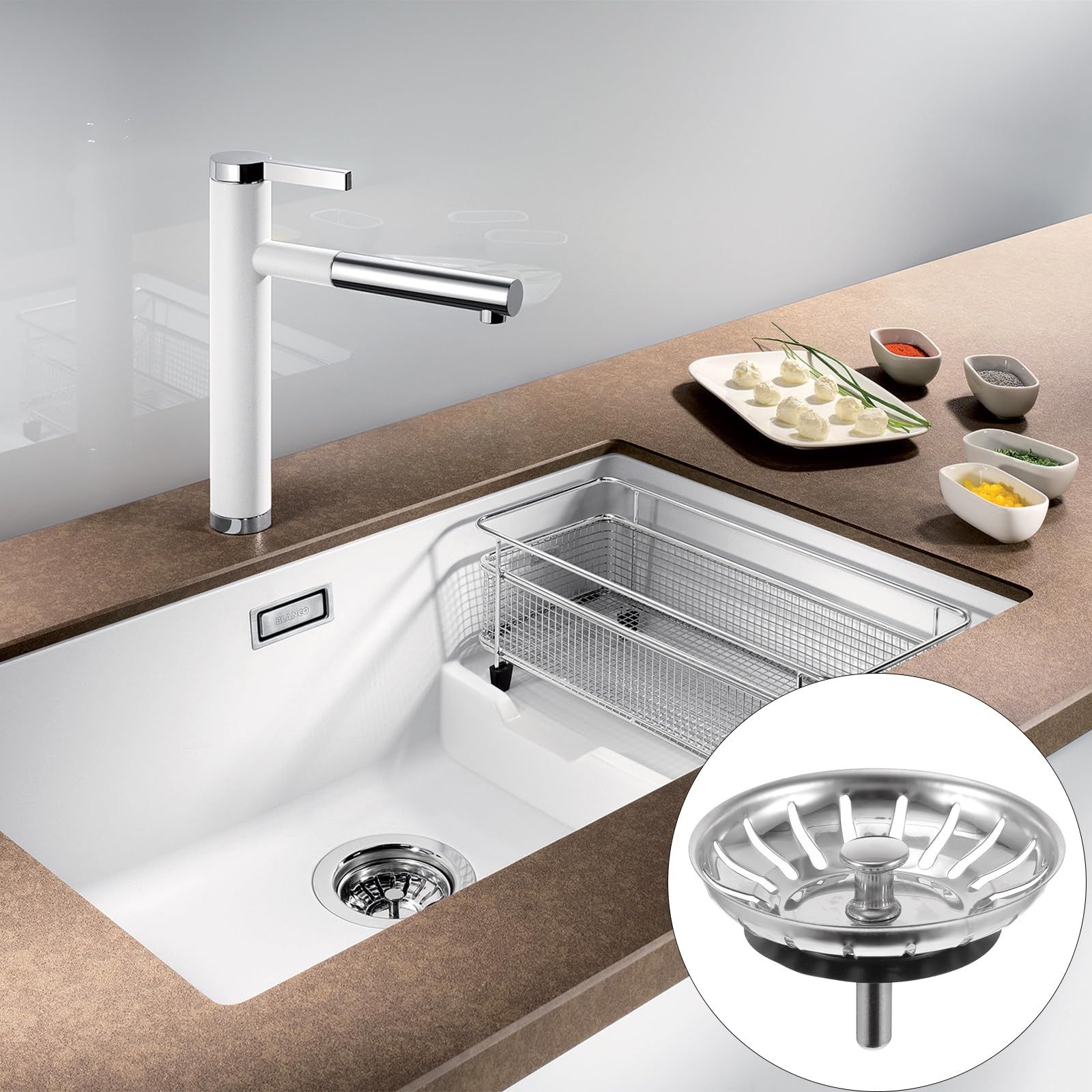 1pc Water Leak Replacement Kitchen Sink Drain Antique Tile Wallpaper Sink view 5