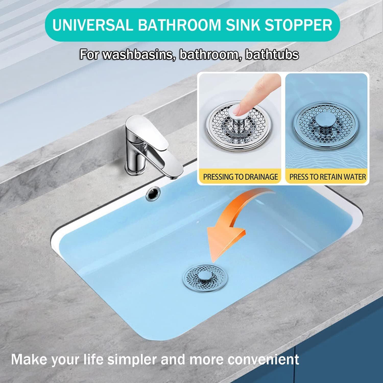 Universal Bathroom Sink Stopper view 3