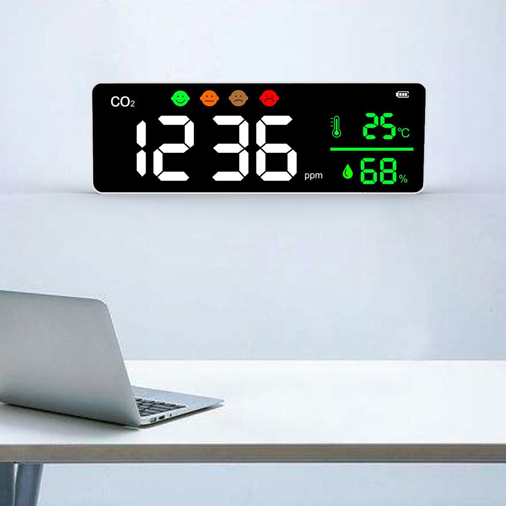 CO2 Detector, 3 in 1 Indoor Air Quality Monitor Temperature Humidity Air