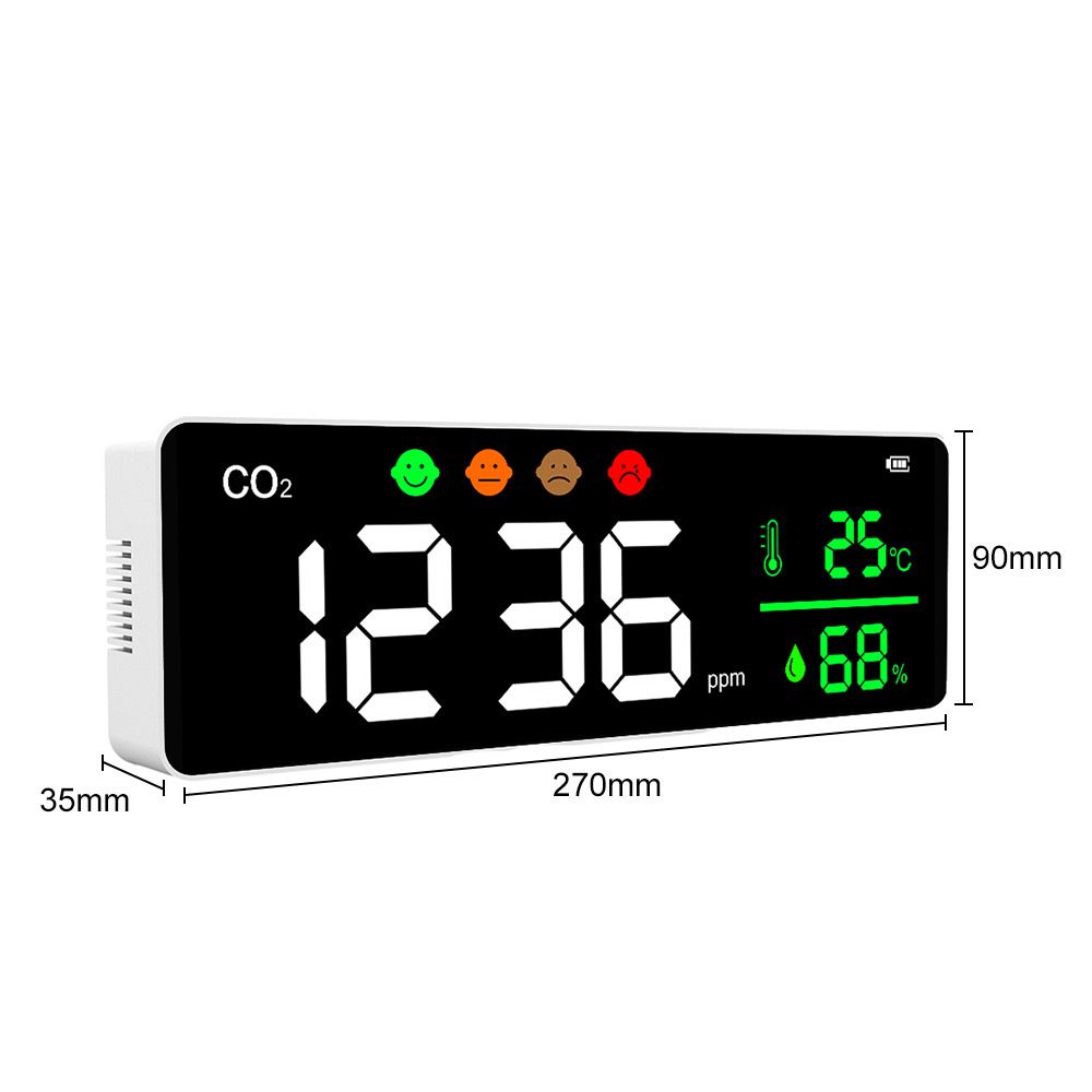 CO2 Detector, 3 in 1 Indoor Air Quality Monitor Temperature Humidity Air view 2