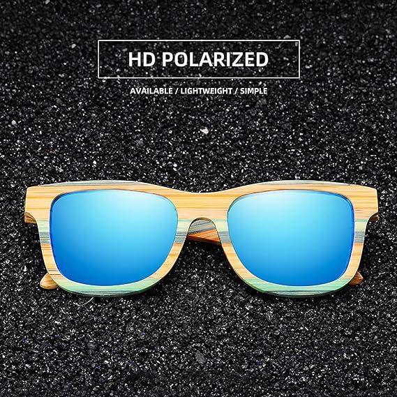Men Women Polarized Sunglasses Round Fashionable Bamboo Frame Glasses UV400 view 4