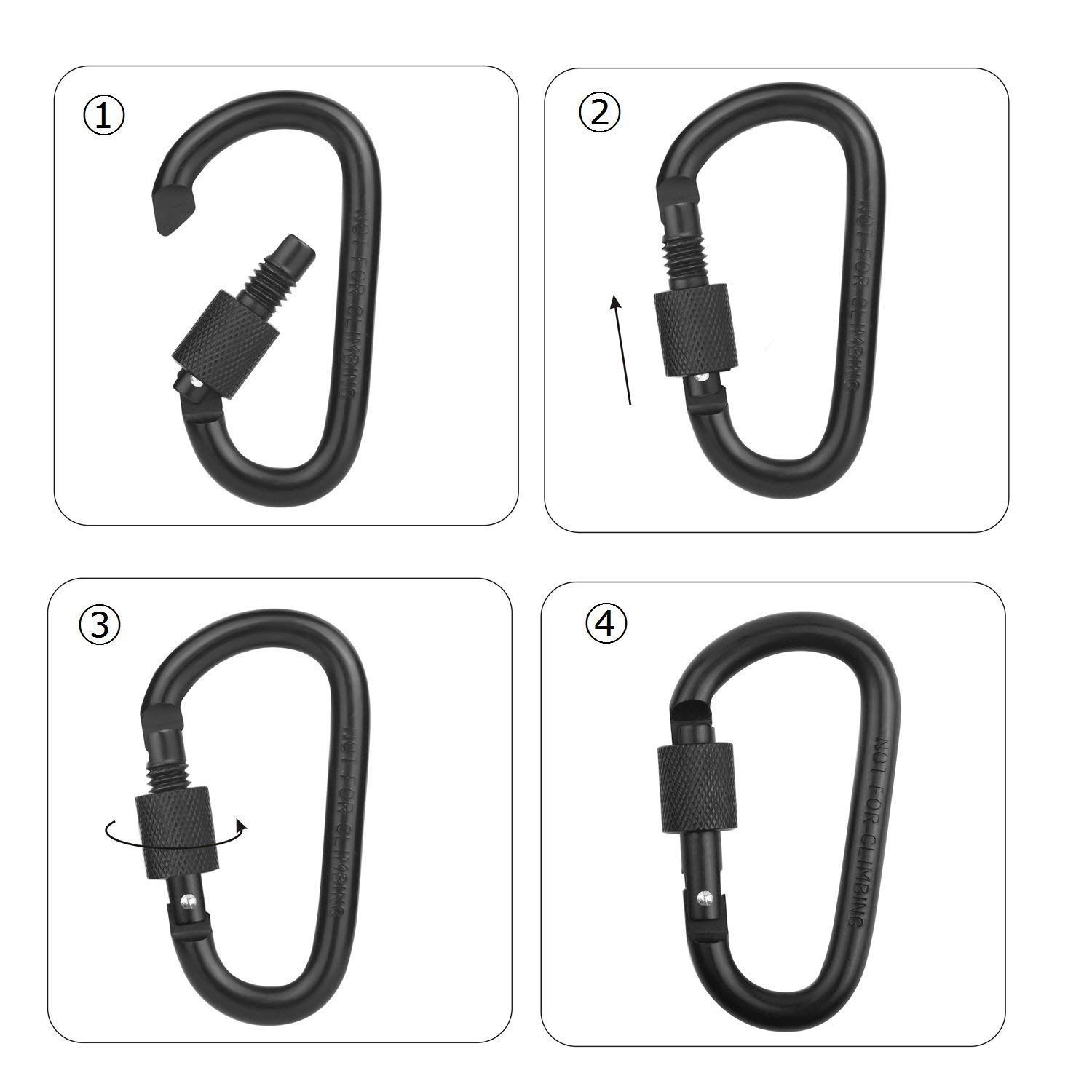 Locking Carabiner Clip, Clips D Ring Spring Snap Key Chain Hook 3" Screw Gate view 4