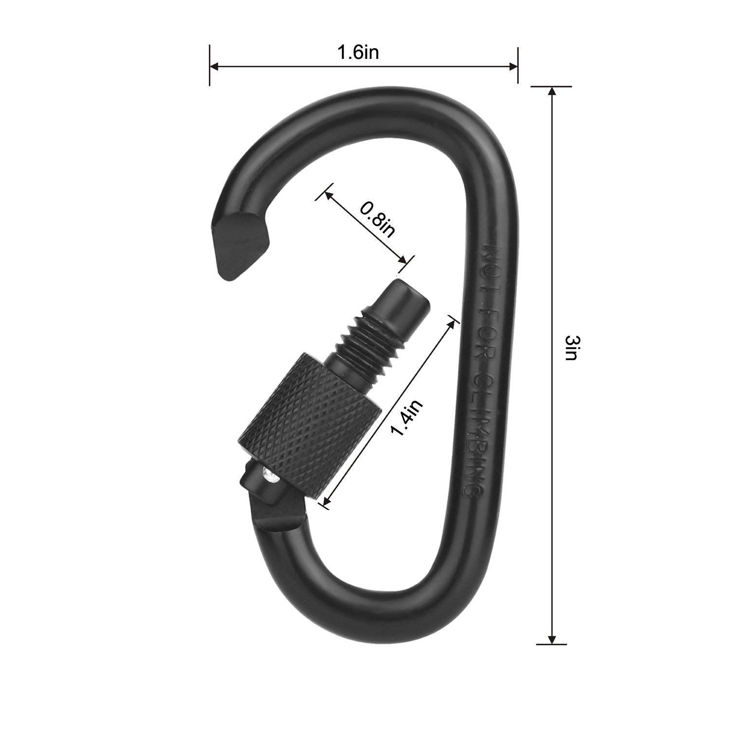 Locking Carabiner Clip, Clips D Ring Spring Snap Key Chain Hook 3" Screw Gate view 5