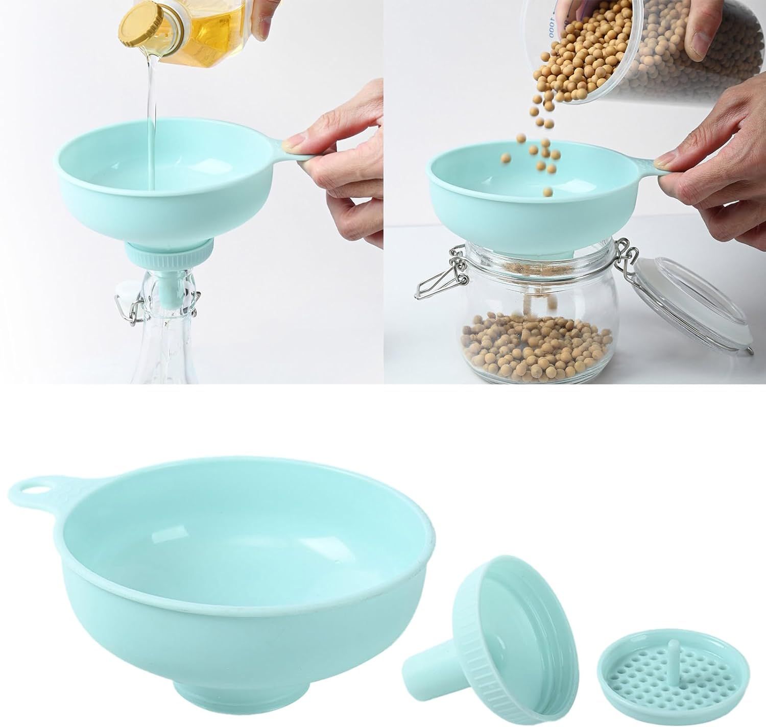 Wide Mouth Kitchen Funnel With Detachable Spouts And Strainers Plastic Cooking view 4