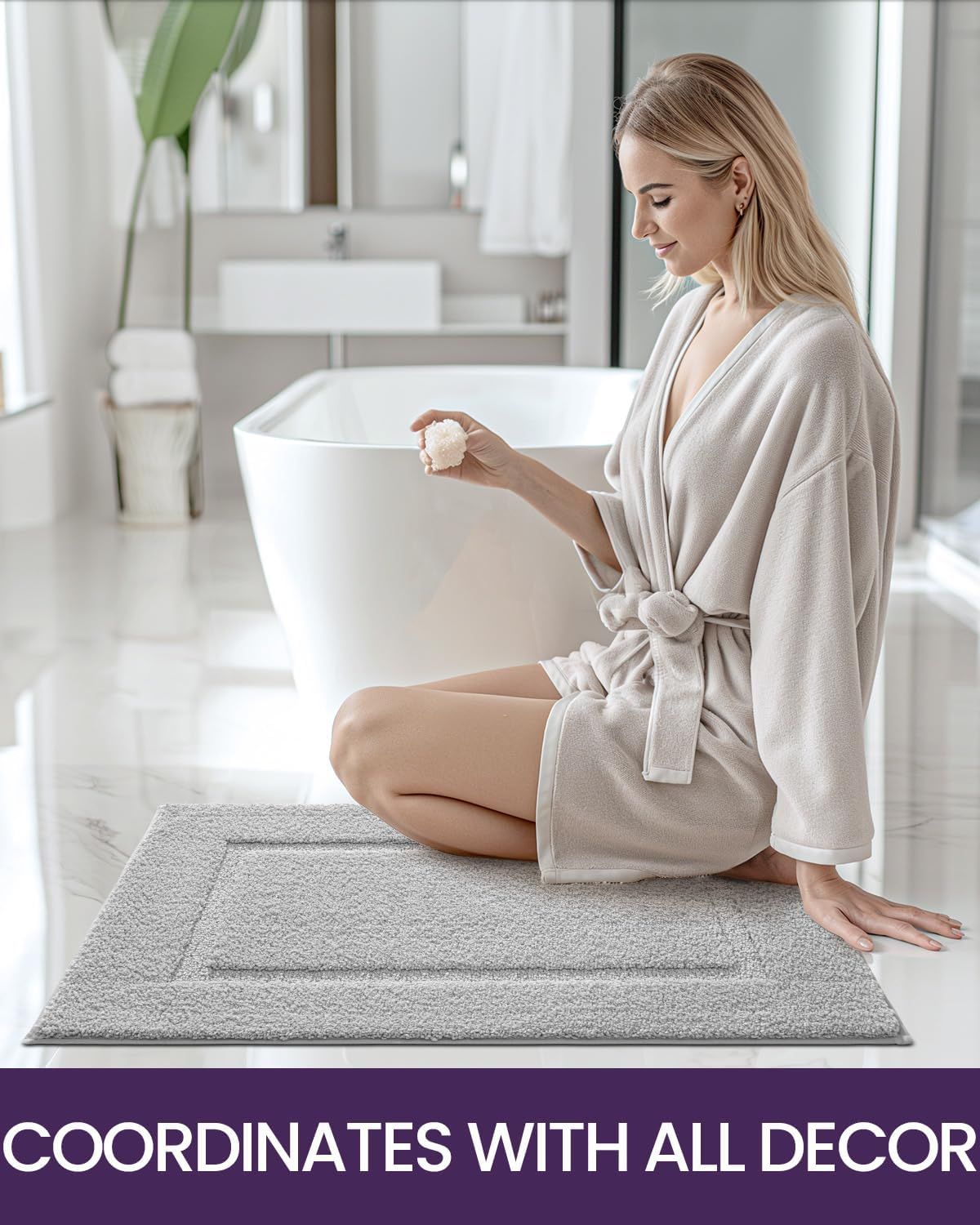 Bathroom Rug Mat, Ultra Absorbent Soft Bath Rug, Washable Non-Slip Bath Mat view 5