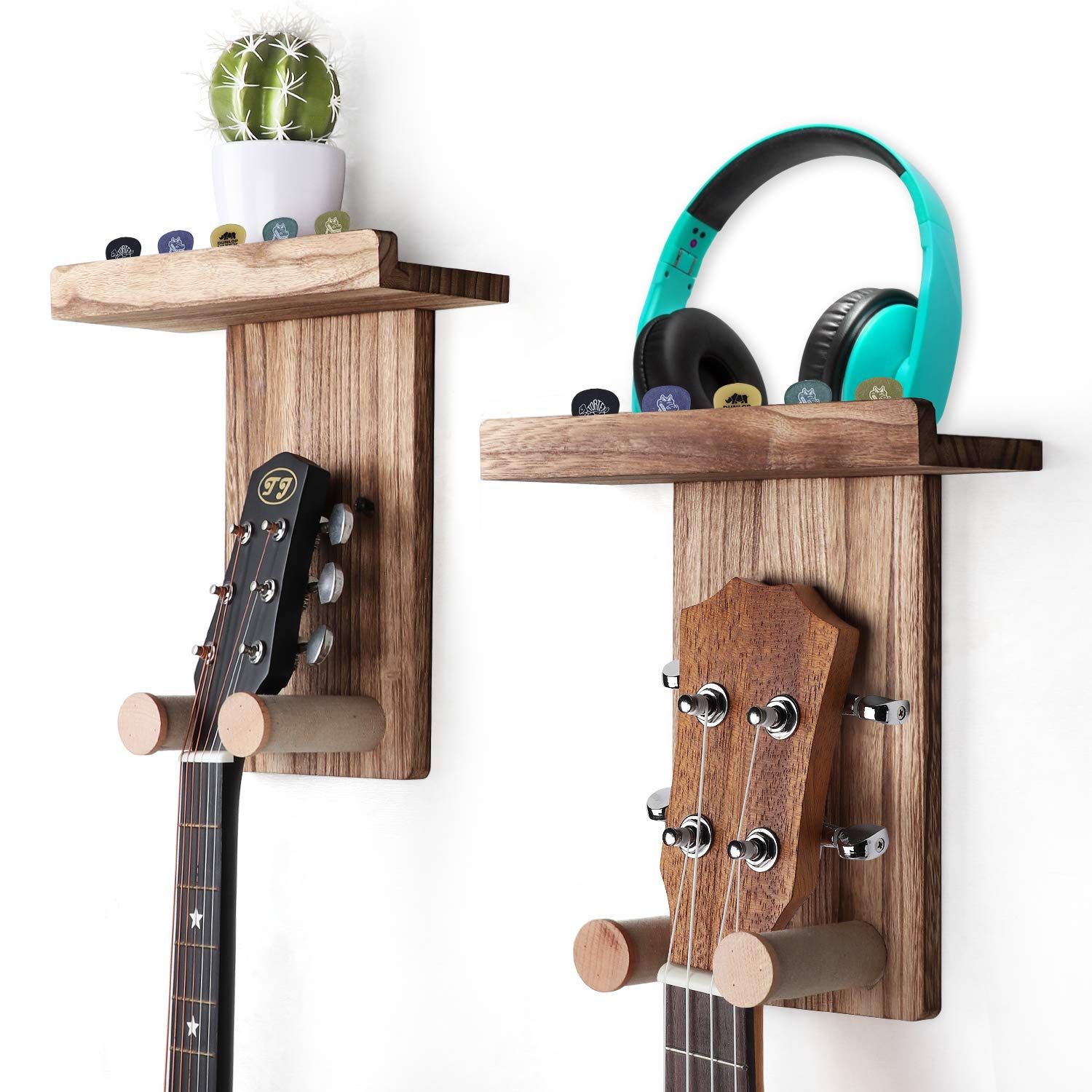 Guitar Wall Mount,Guitar Wall Hangers Holder Guitar Hangers Shelf with Pick view 3